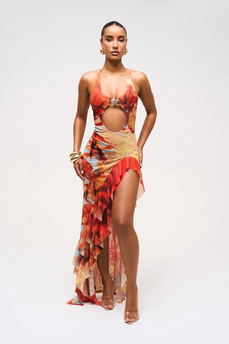 levana robe imprimé orange f